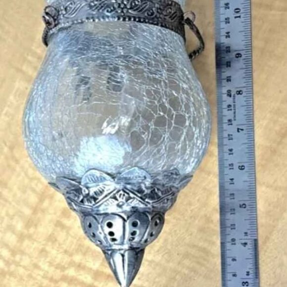 Pair Of Moroccan Hanging Blue Glass Candle Hanging Holders - Picture 5 of 11